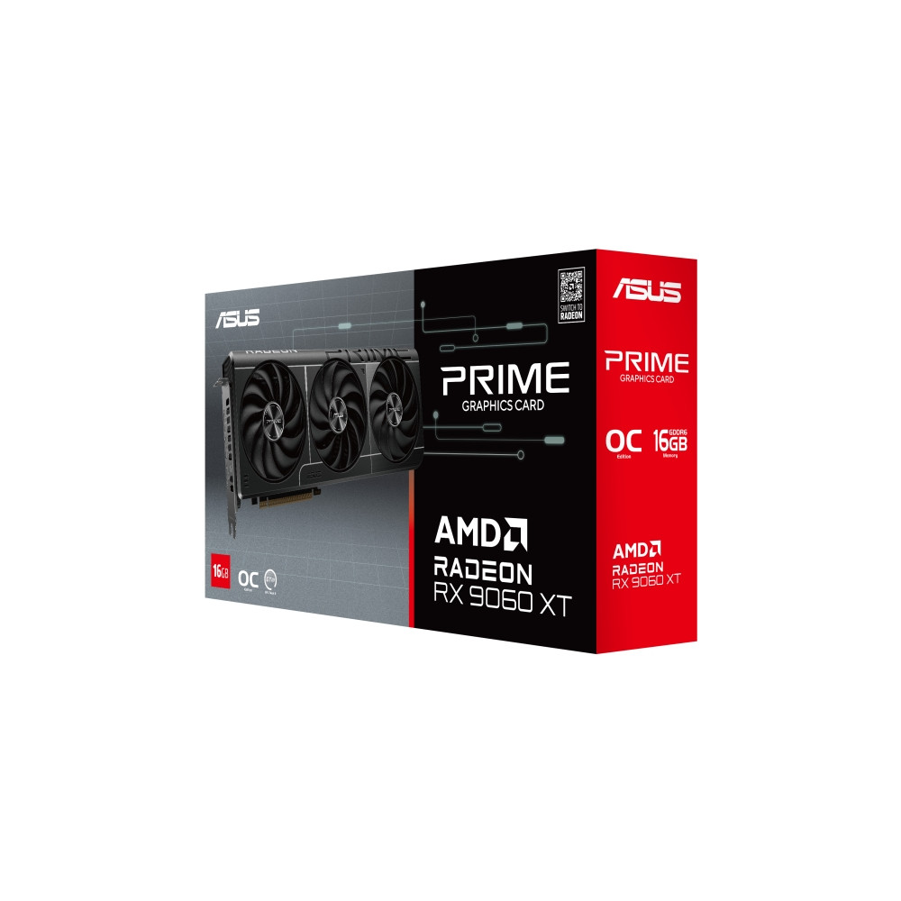Produktbild för ASUS Prime Radeon RX 9060 XT 16GB - OC Edition - grafikkort - Radeon RX 9060 XT - 16 GB