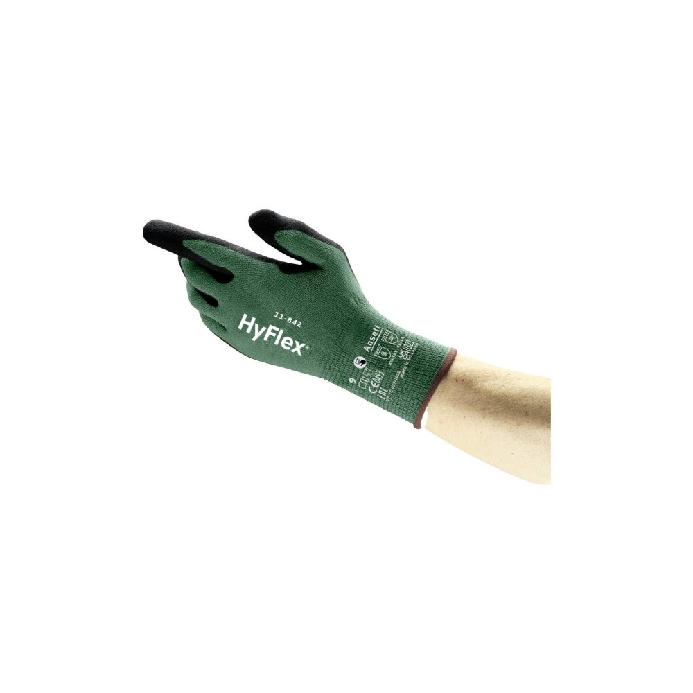 Produktbild för HyFlex 11-842 - handskar - storlek: 9 - nylon, spandex, nitrilgummiyta - svart - par (paket om 12)