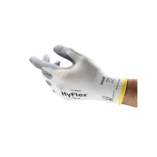 Ansell Healthcare Europe s.a/n.v. Ansell HyFlex 11-800 - handskar - storlek: 10 - nylon, nitrilgummiyta - grå, vit - par (paket om 12)