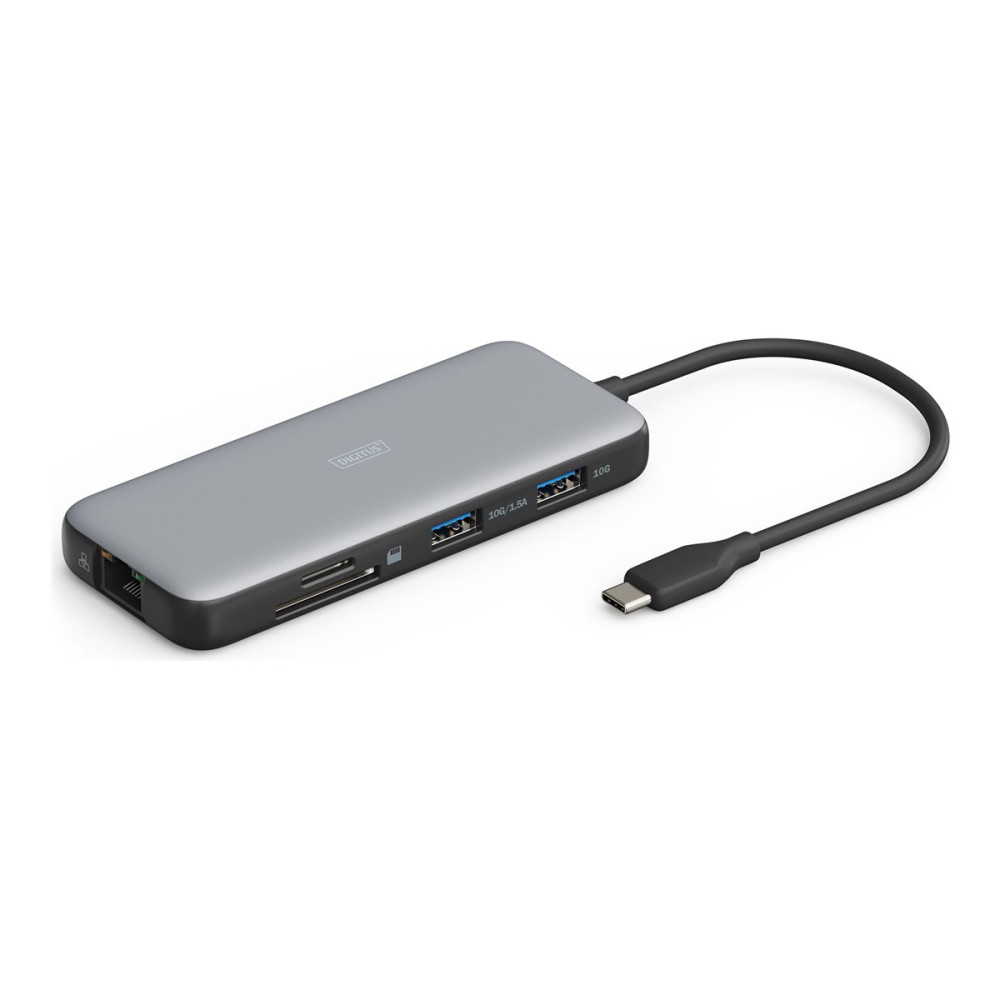 Produktbild för DIGITUS - dockningsstation - USB-C - 2 x HDMI - 1GbE