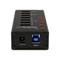Produktbild för StarTech.com USB 3.0-hubb med 4 portar plus 3 dedicerade USB-laddningsportar (2x 1A & 1x 2A) – väggmonterbart metallhölje - hubb - 4 portar