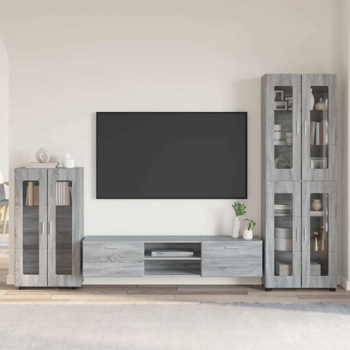 vidaXL TV-bänkset med låda FLORIN 3 pcs Grå Sonoma Konstruerat trä