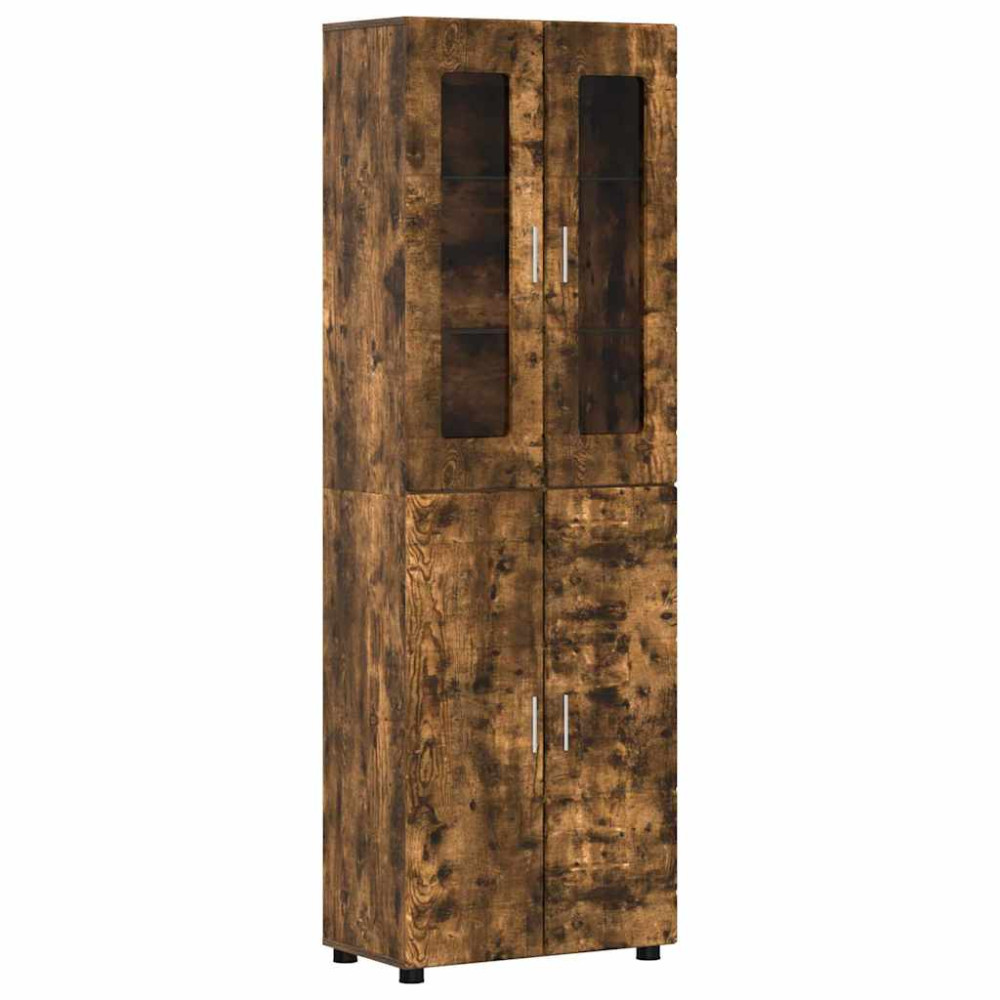 Produktbild för TV-bänkset med låda FLORIN 3 pcs Rökt ek Konstruerat trä