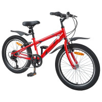 Produktbild för Barncykel 20 Tum 6-Speed för 6-11 år gamla Röd