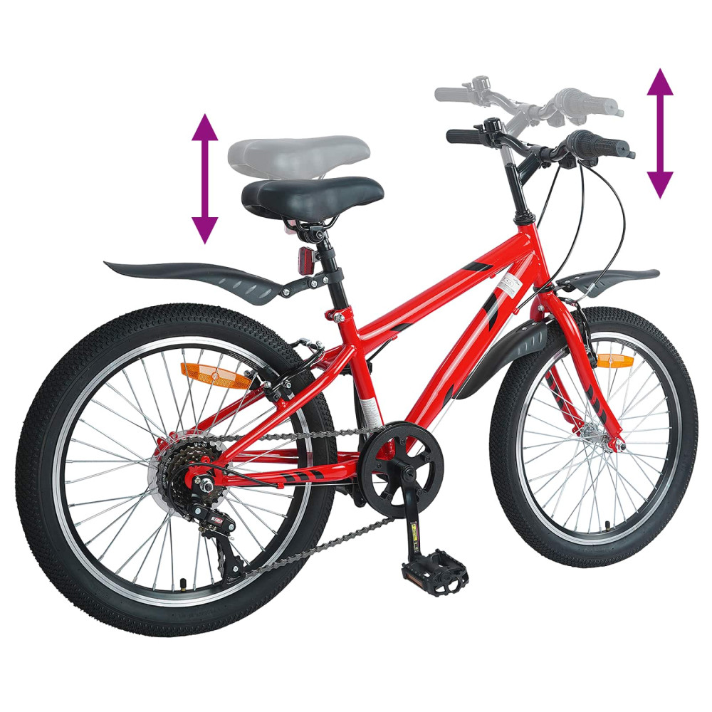 Produktbild för Barncykel 20 Tum 6-Speed för 6-11 år gamla Röd