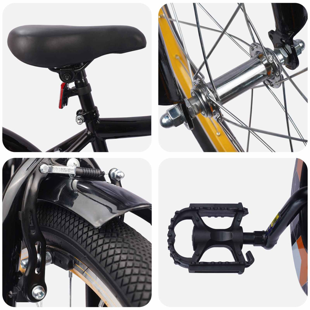 Produktbild för Barncykel 20 Tum för 6-11 år gamla Svart