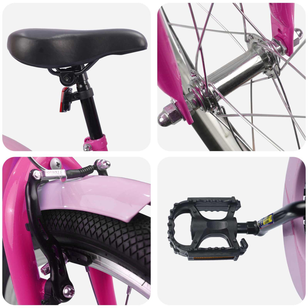 Produktbild för Barncykel 20 Tum för 6-11 år gamla Mörkrosa