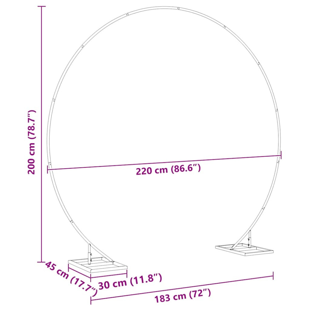 Produktbild för Bröllopsbåge Vit 220 x 45 x 200 cm Stål