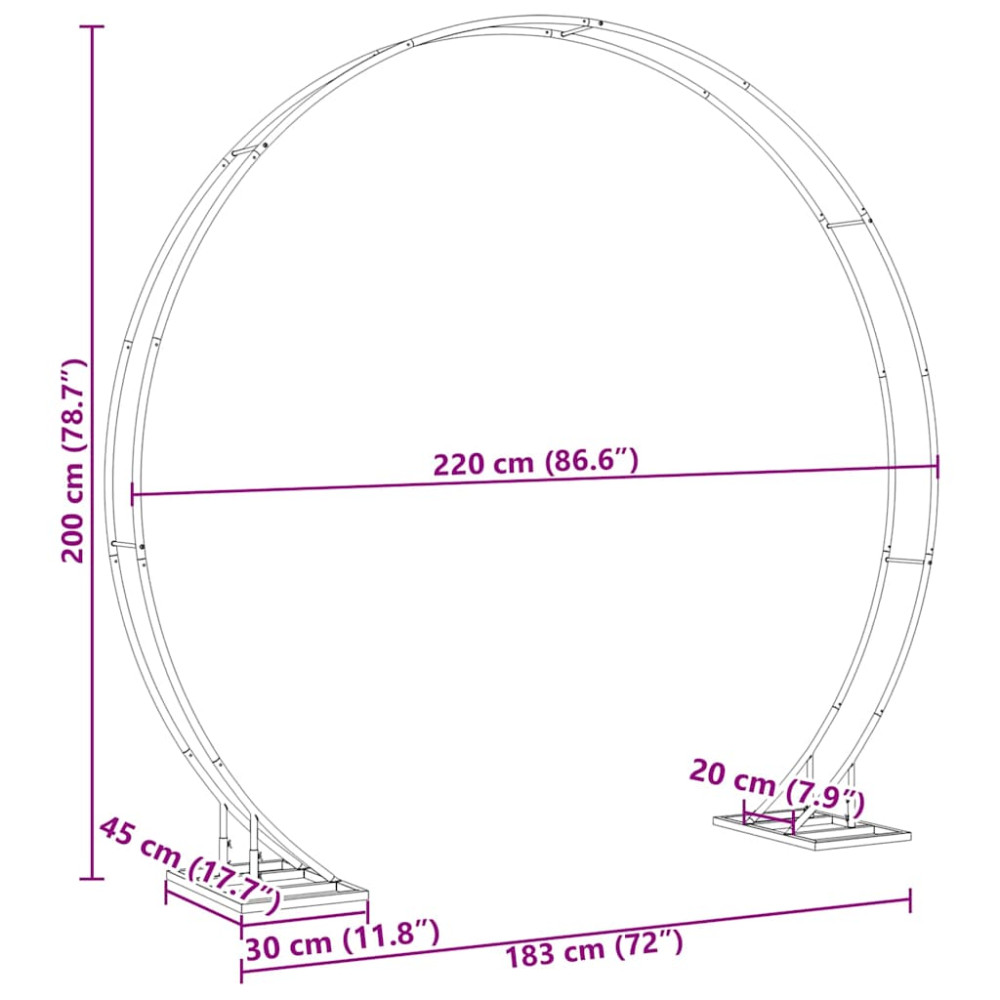 Produktbild för Bröllopsbåge Vit 220 x 45 x 200 cm Stål