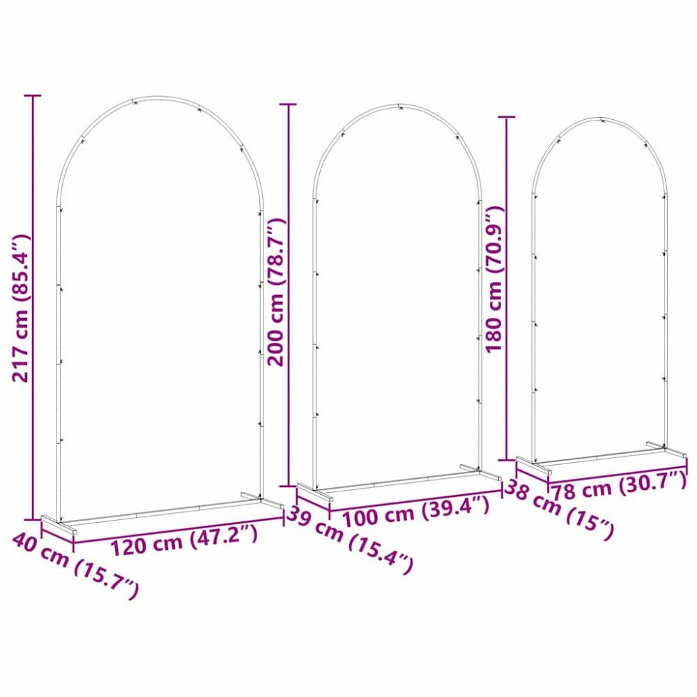 Produktbild för Bröllopsbåge 3 pcs Vit Stål