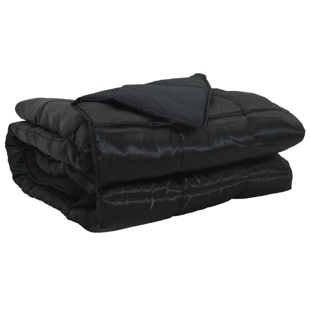 Produktbild för Full Års-Duvet Svart 135 x 200 cm Satin och Mikrofiber