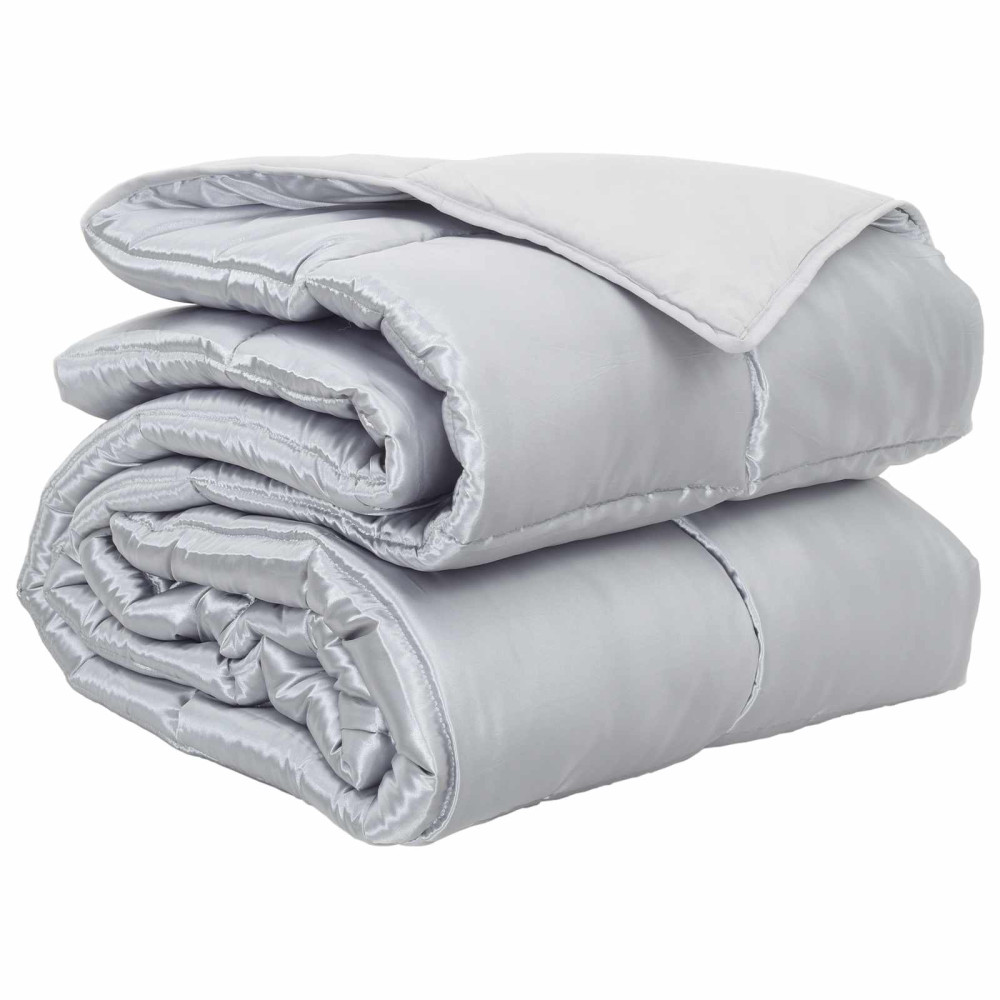 Produktbild för Full Års-Duvet Silver 240 x 260 cm Satin och Mikrofiber