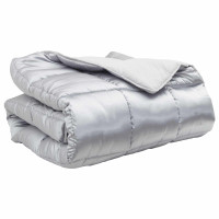 Produktbild för Vinter Täcke Silver 155 x 220 cm Satin och Mikrofiber