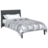 Produktbild för Vinter Täcke Silver 155 x 220 cm Satin och Mikrofiber