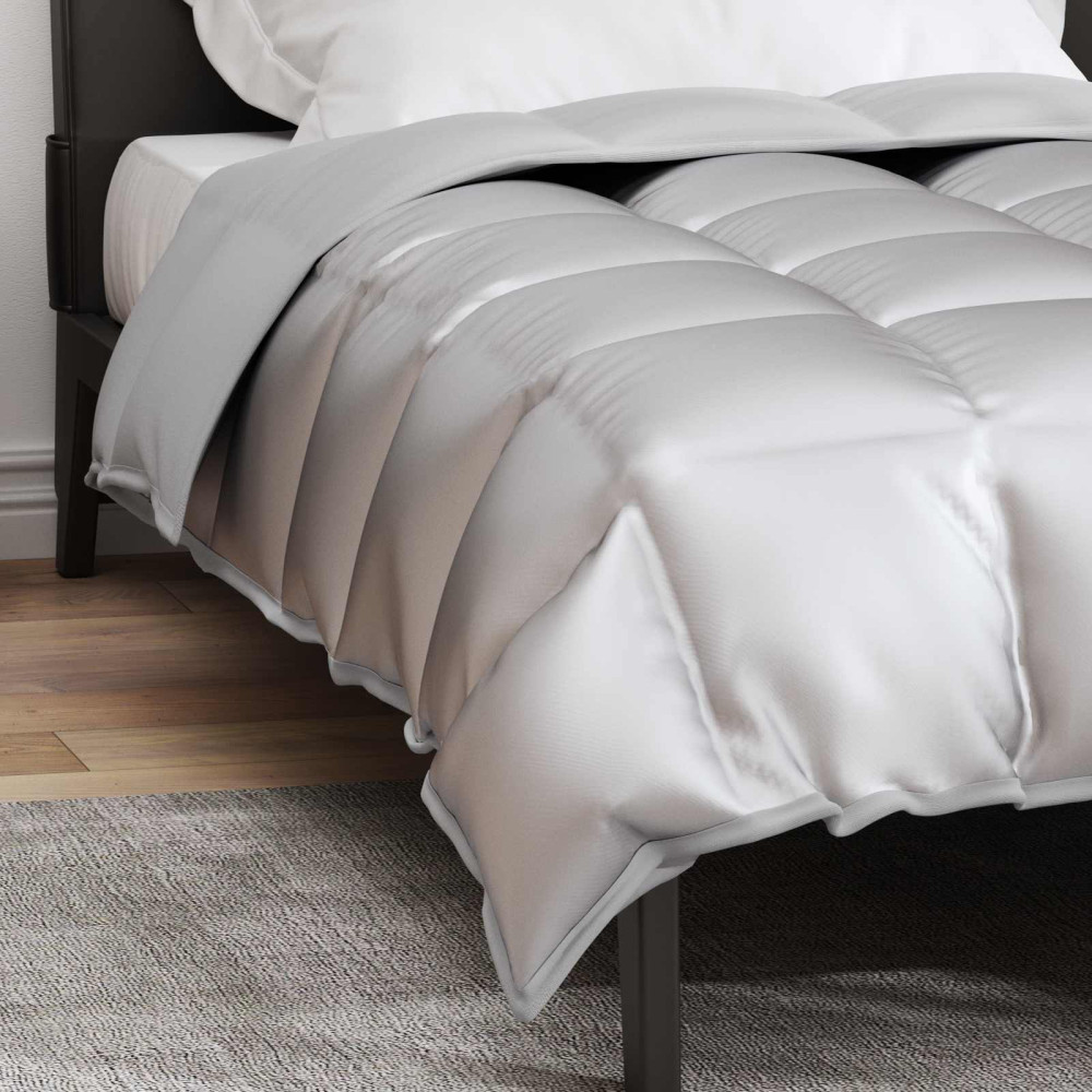 Produktbild för Vinter Täcke Silver 155 x 220 cm Satin och Mikrofiber