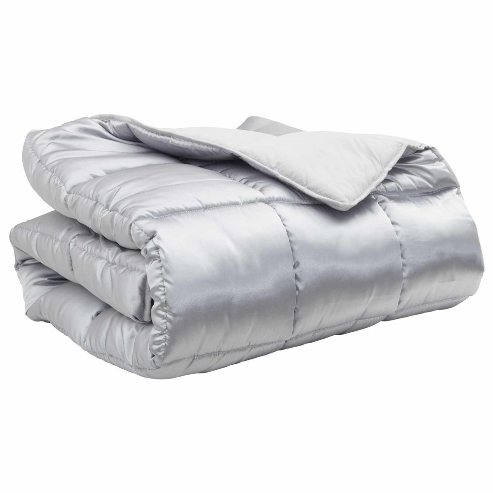 Produktbild för Vinter Täcke Silver 240 x 260 cm Satin och Mikrofiber