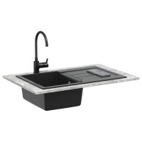 Produktbild för Diskho Svart 780 x 500 mm 80% Kvarts och 20% Resin