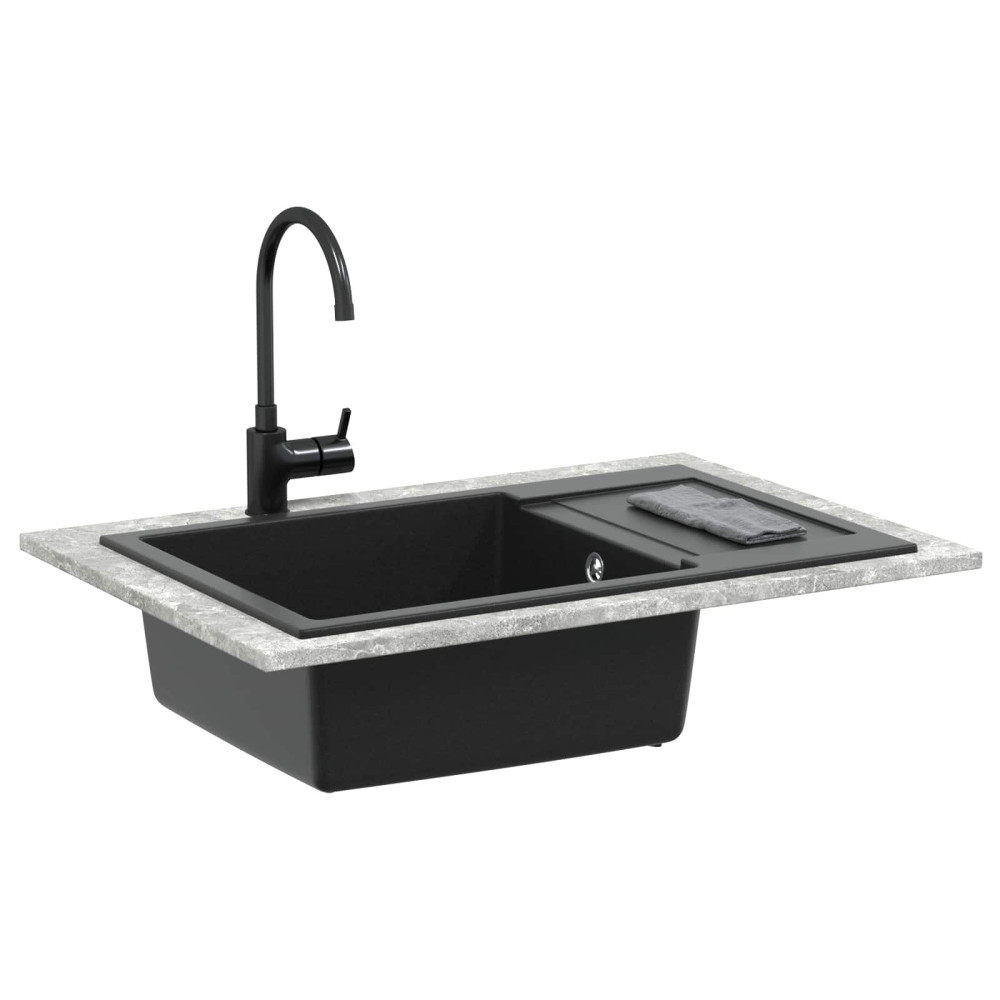 Produktbild för Diskho Svart 780 x 500 mm 80% Kvarts och 20% Resin
