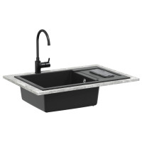 Produktbild för Diskho Svart 780 x 500 mm 80% Kvarts och 20% Resin