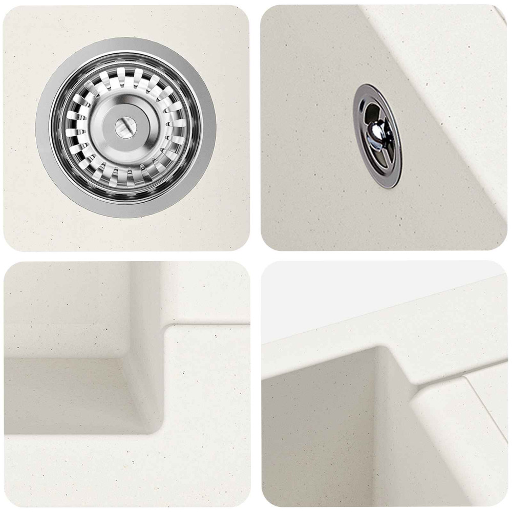 Produktbild för Diskho Vit 780 x 500 mm 80% Kvarts och 20% Resin