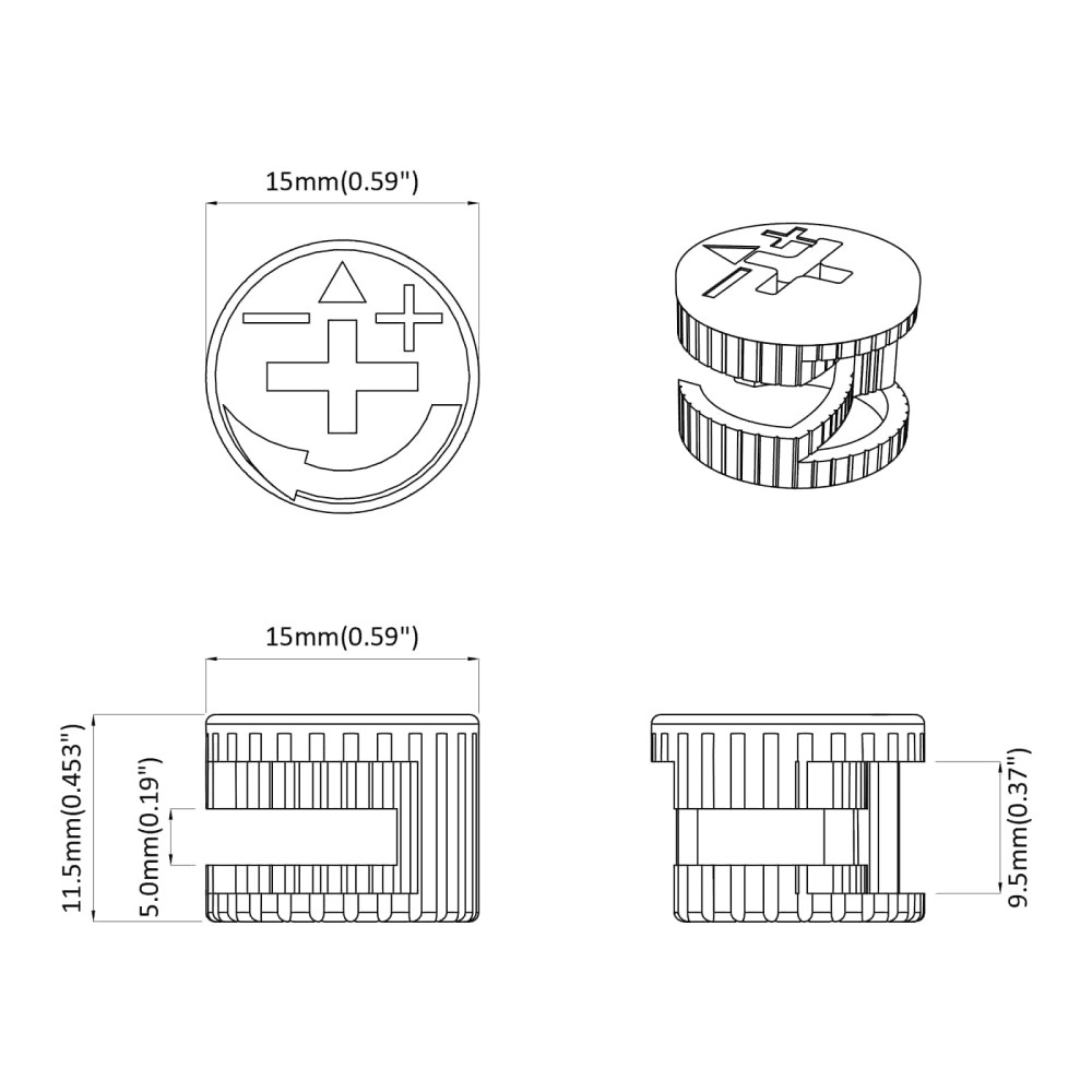 Produktbild för Kammuttrar 2 pcs Silver 15 x 11,5 mm Metall