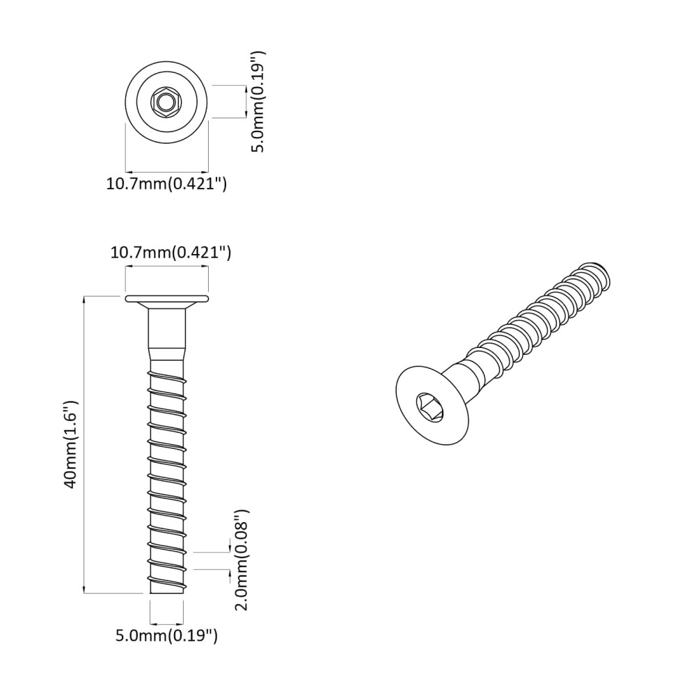 Produktbild för Konfirmationsskruvar 12 pcs Silver Ø5 x 40 mm Metall