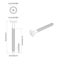 Produktbild för Träskruvar 2 pcs Silver M6 x 70 mm Stål