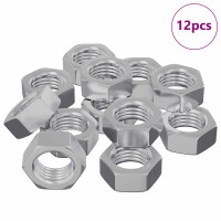 Produktbild för Sexkantig mutter 12 pcs Silver M6 Metall