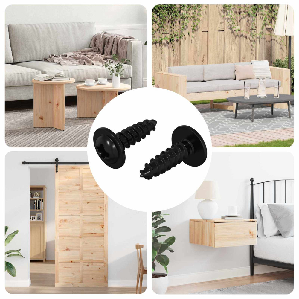 Produktbild för Självgängande spik 2 pcs Svart 3,5 x 12 mm Järn