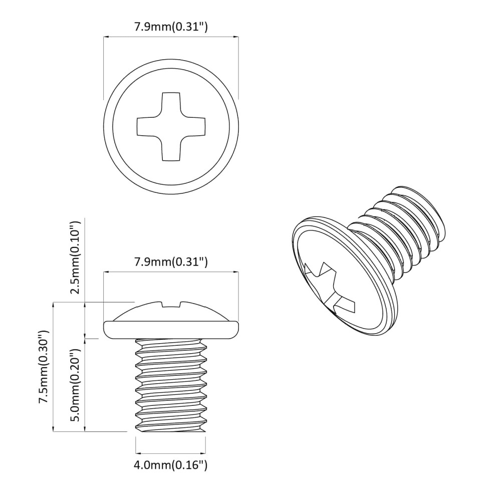 Produktbild för Låsskruvar 2 pcs Silver M4 x 5 mm Järn
