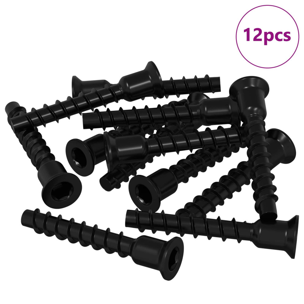 Produktbild för Hylssfranskruv 12 pcs Svart 7 x 40 mm Järn