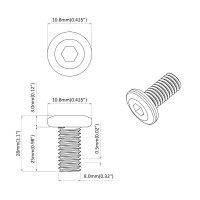 Produktbild för Skruv 2 pcs Silver 8 x 25 mm Stål