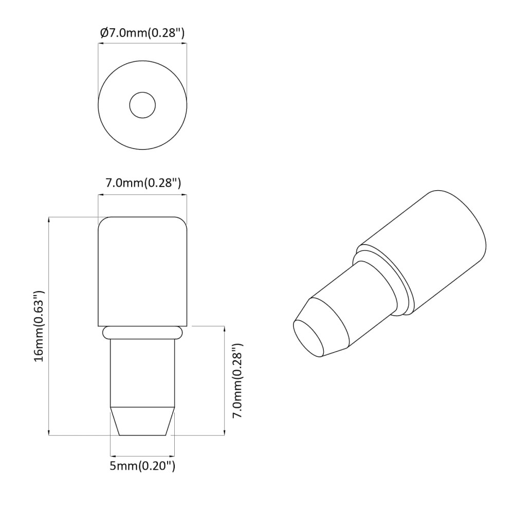 Produktbild för Hylla Peg 2 pcs Silver 7 x 16 mm Järn