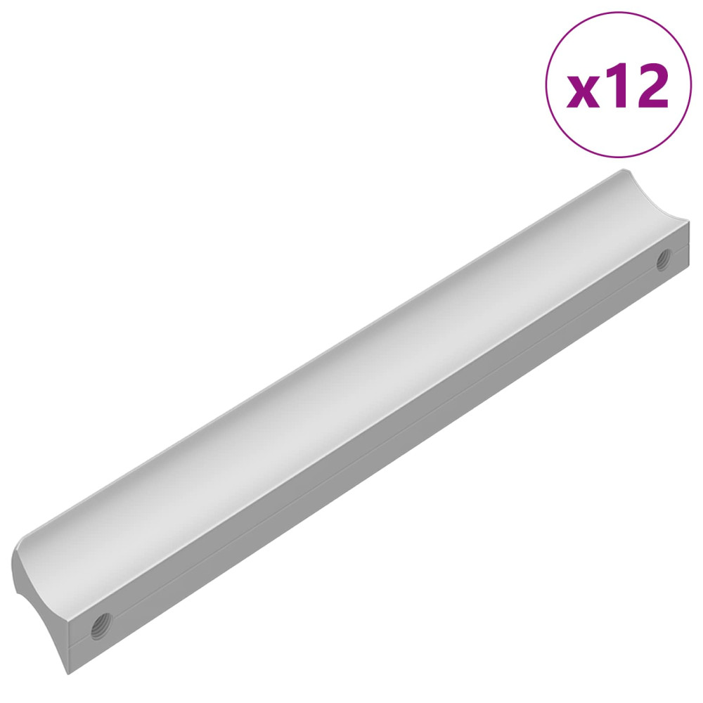 Produktbild för Handtag Enfärgad 12 pcs Silver 105.7 x 7.4 x 15.5 mm Aluminium