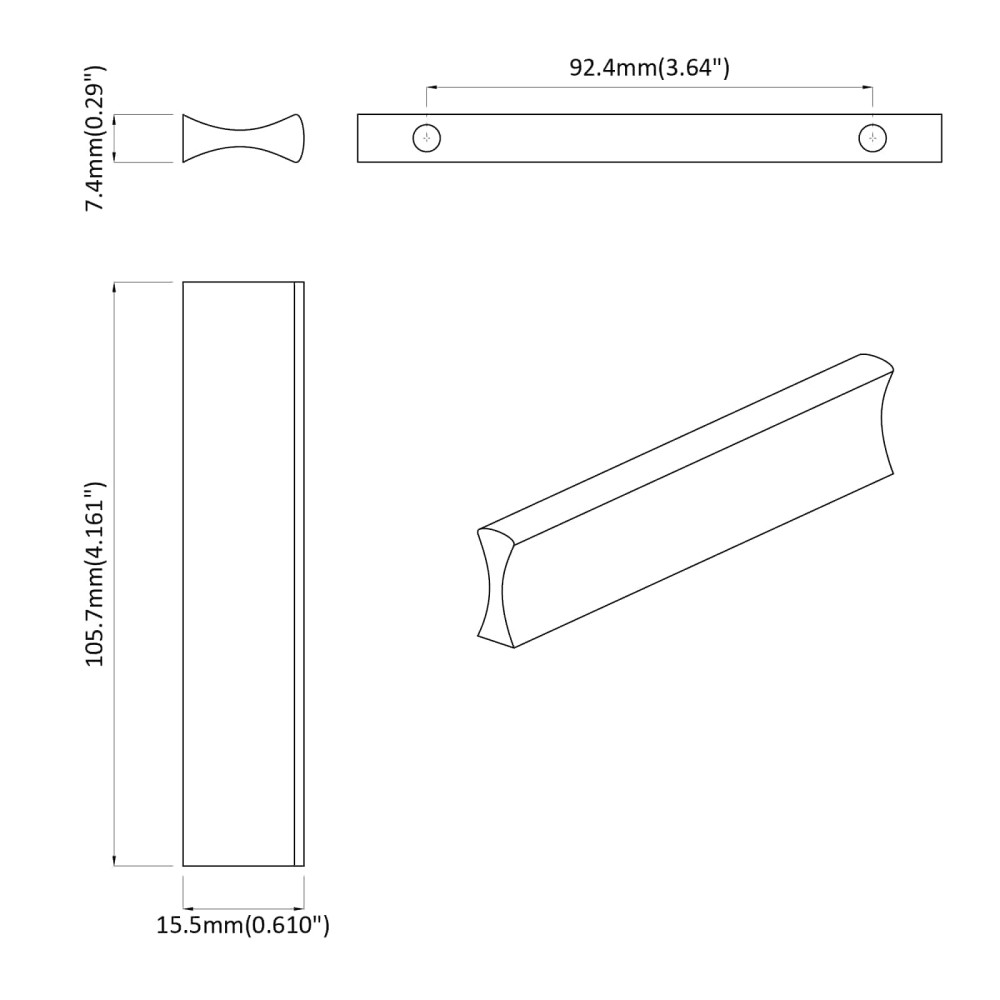 Produktbild för Handtag Enfärgad 12 pcs Silver 105.7 x 7.4 x 15.5 mm Aluminium
