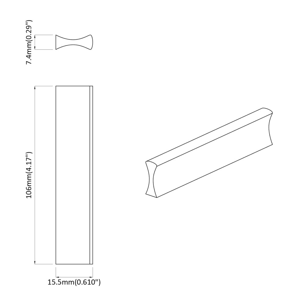 Produktbild för Handtag 973 pcs Svart 106 x 7,4 x 15,5 mm Aluminium
