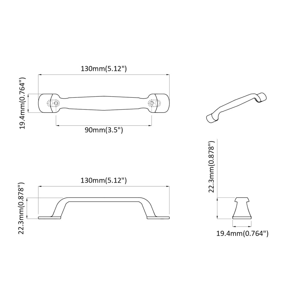 Produktbild för Möbelhandtag 250 pcs Svart 130 x 19,4 x 22,3 mm Aluminium