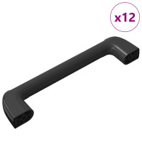 Produktbild för Handtag Enfärgad 12 pcs Svart 380 x 34 x 85 mm Aluminium och PP