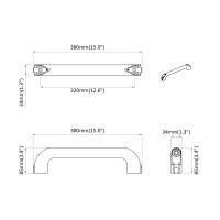 Produktbild för Handtag Enfärgad 12 pcs Svart 380 x 34 x 85 mm Aluminium och PP