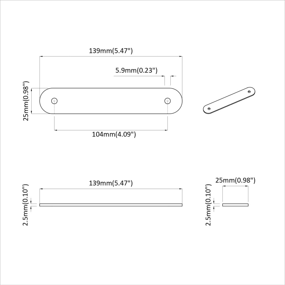 Produktbild för Skåpshandtag 2 pcs Brun 140 x 25 x 2,3 mm PU