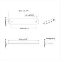 Produktbild för Skåpshandtag 2 pcs Brun 140 x 25 x 2,3 mm PU