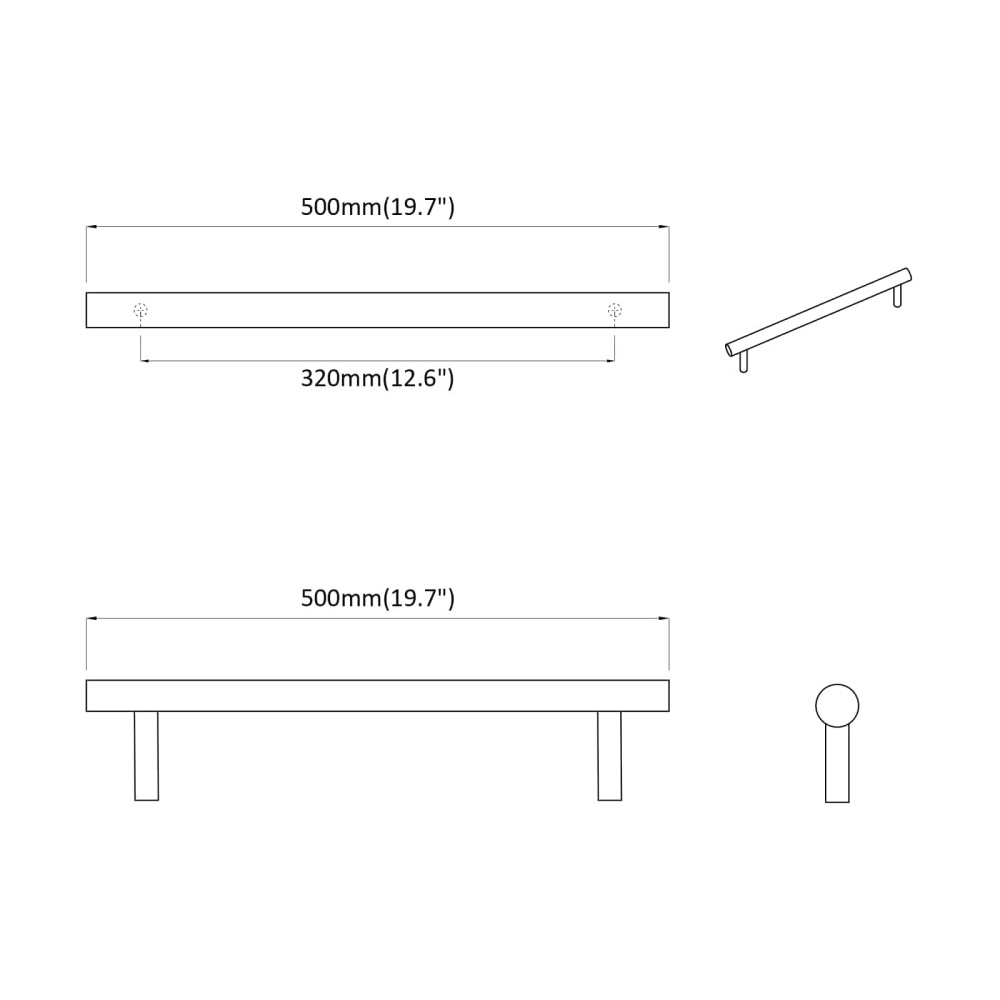 Produktbild för Handtag 12 pcs Silver 500 mm Stål