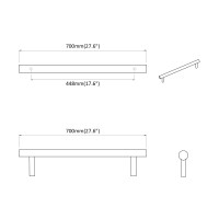 Produktbild för Skåphandtag 2 pcs Silver 700mm Rostfritt stål
