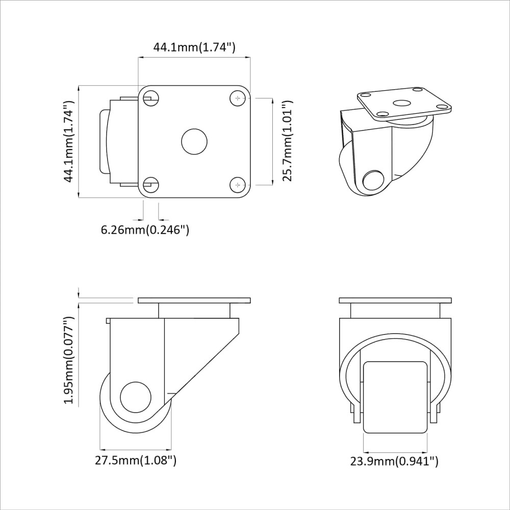 Produktbild för Hjul 12 pcs Silver 44,1 x 44,1 x 1,95 mm Nylon