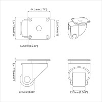 Produktbild för Hjul 12 pcs Silver 44,1 x 44,1 x 1,95 mm Nylon