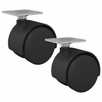 Produktbild för Svängbart hjul 2 pcs Svart 39,5 x 39,5 x 37,8 mm Järn och PP