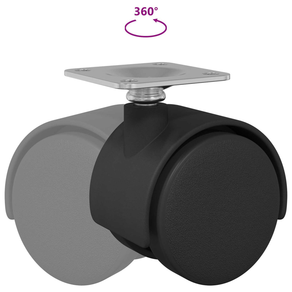 Produktbild för Svängbart hjul 2 pcs Svart 39,5 x 39,5 x 37,8 mm Järn och PP