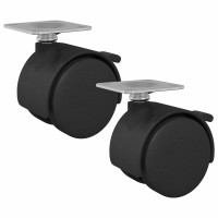 Produktbild för Kastor 2 pcs Svart 39,5 x 39,5 x 37,8 mm Järn och Polypropen