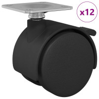 Produktbild för Kastor 12 pcs Svart 39,5 x 39,5 x 37,8 mm Järn och Polypropen