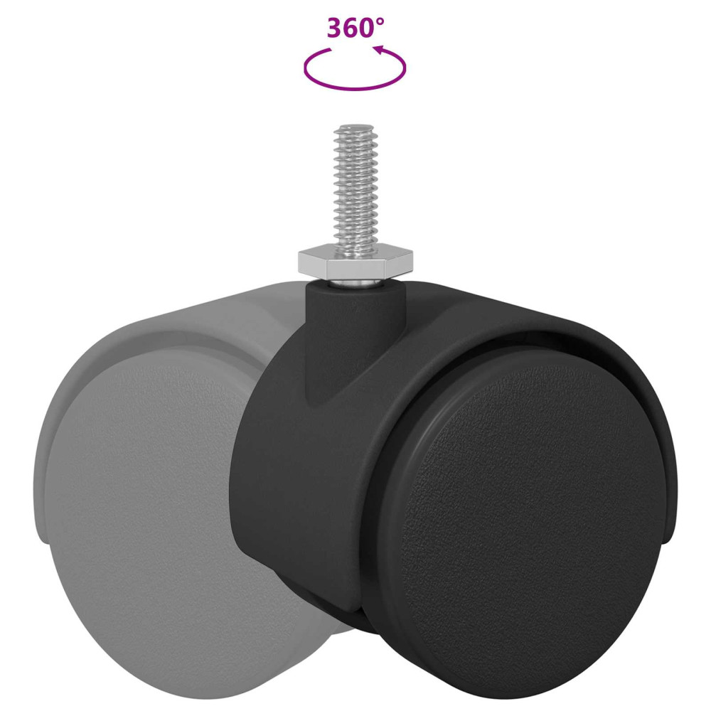 Produktbild för Hjul 2 pcs Svart och Silver 40,1 x 40,1 x 37,8 mm Järn och PP
